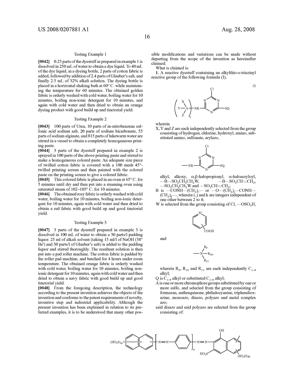 Reactive dyes containing an alkylthio-s-triazinyl reactive group - diagram, schematic, and image 17