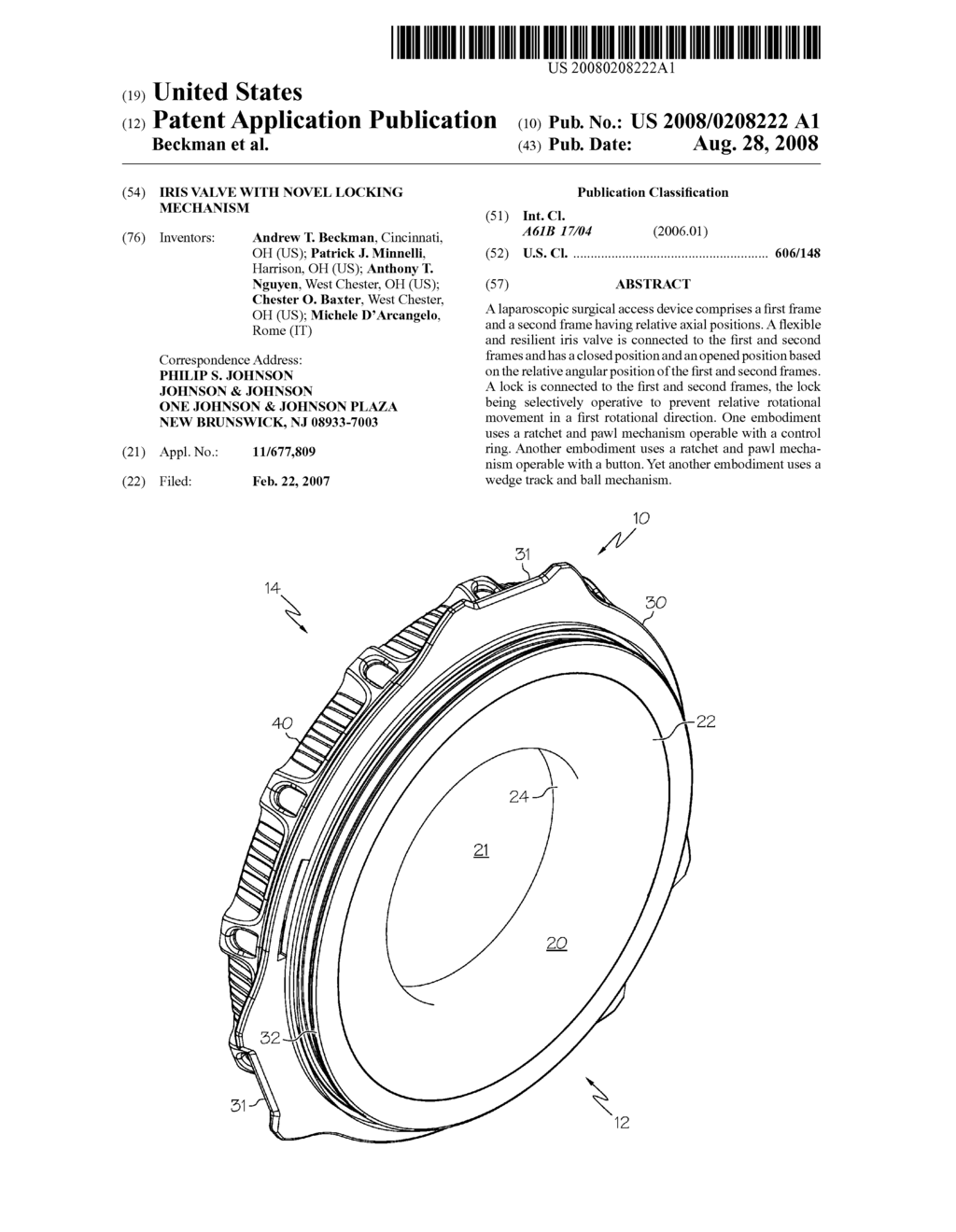 IRIS VALVE WITH NOVEL LOCKING MECHANISM - diagram, schematic, and image 01