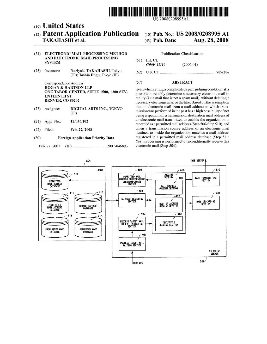 ELECTRONIC MAIL PROCESSING METHOD AND ELECTRONIC MAIL PROCESSING SYSTEM - diagram, schematic, and image 01