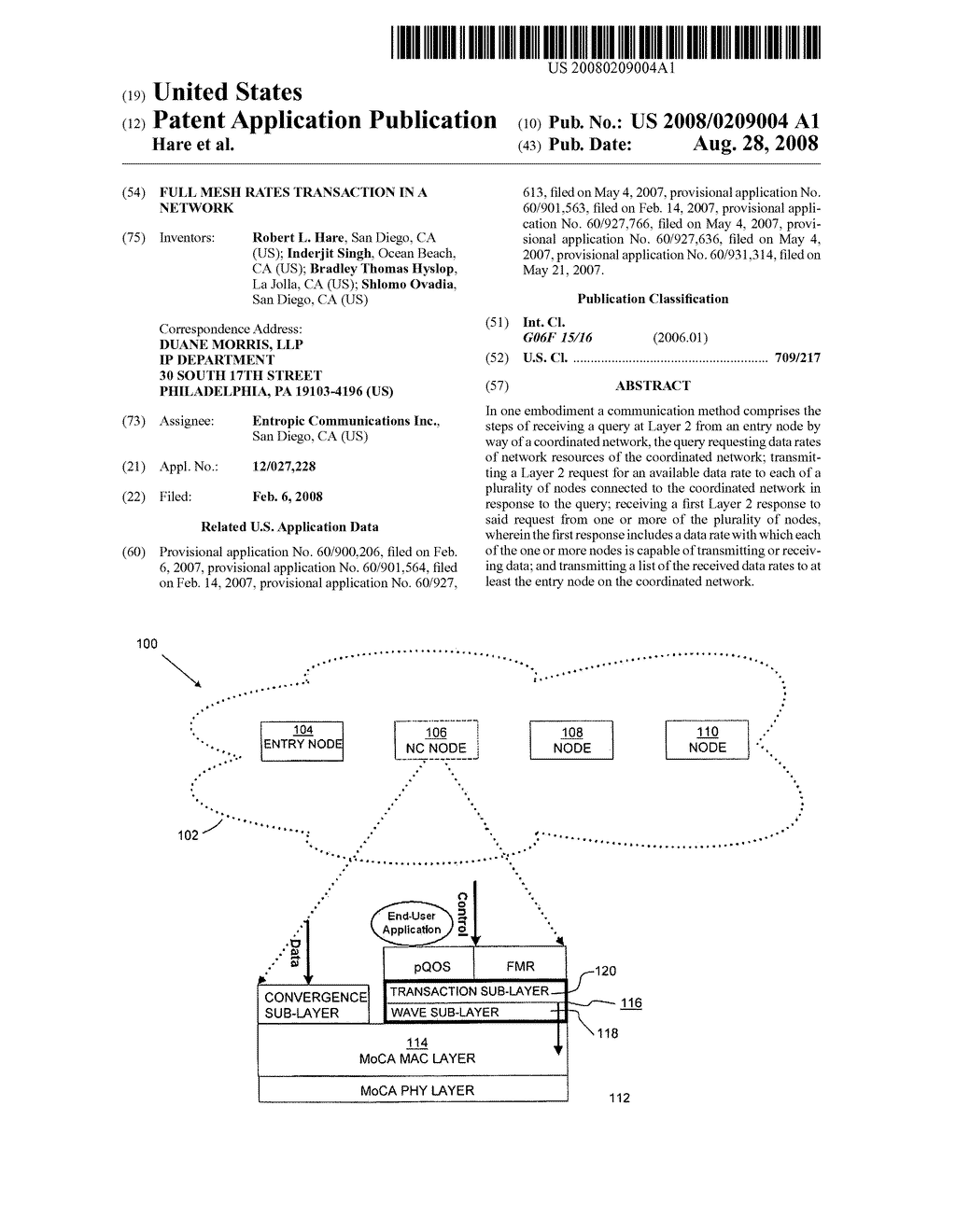 FULL MESH RATES TRANSACTION IN A NETWORK - diagram, schematic, and image 01