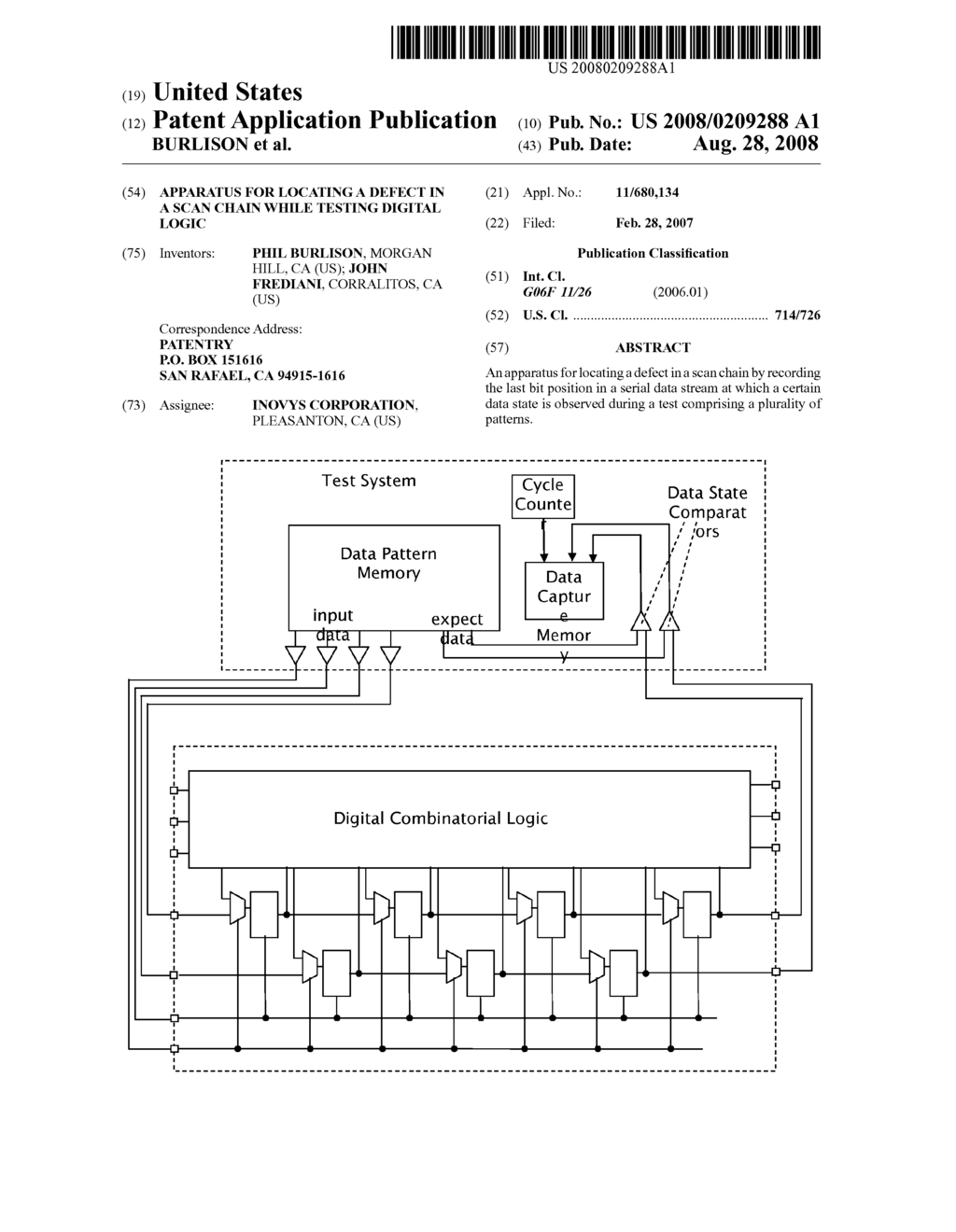 APPARATUS FOR LOCATING A DEFECT IN A SCAN CHAIN WHILE TESTING DIGITAL LOGIC - diagram, schematic, and image 01