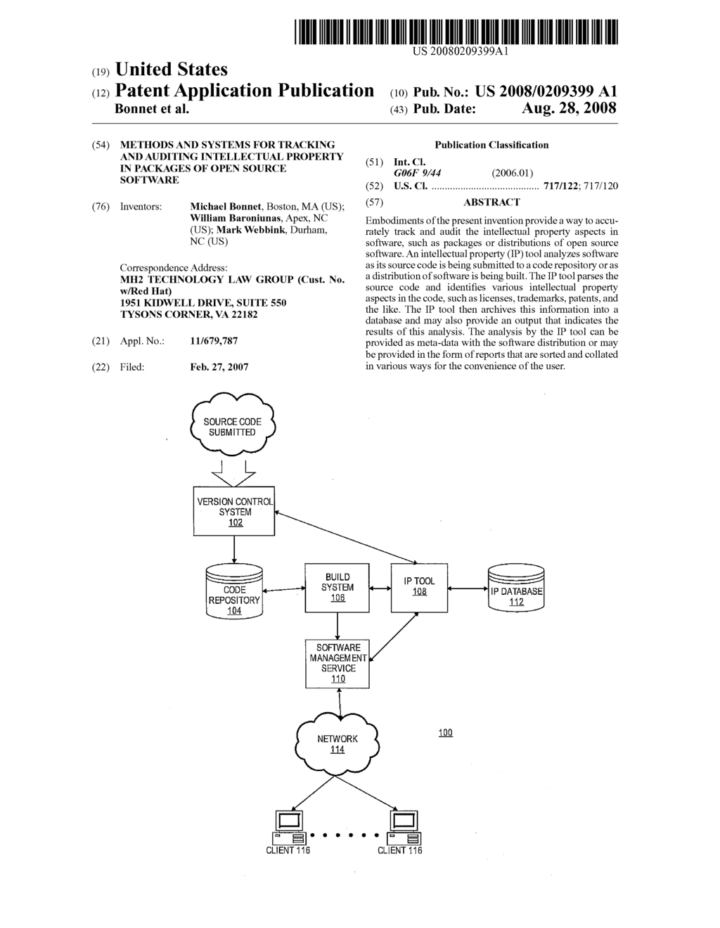 METHODS AND SYSTEMS FOR TRACKING AND AUDITING INTELLECTUAL PROPERTY IN PACKAGES OF OPEN SOURCE SOFTWARE - diagram, schematic, and image 01