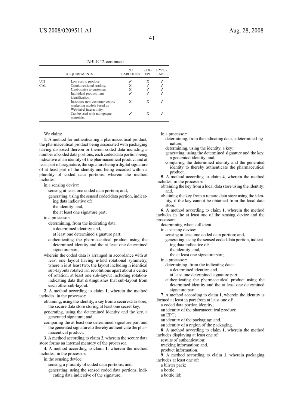 AUTHENTICATION METHOD FOR PHARMACEUTICAL PRODUCTS HAVING CODED PACKAGING - diagram, schematic, and image 69