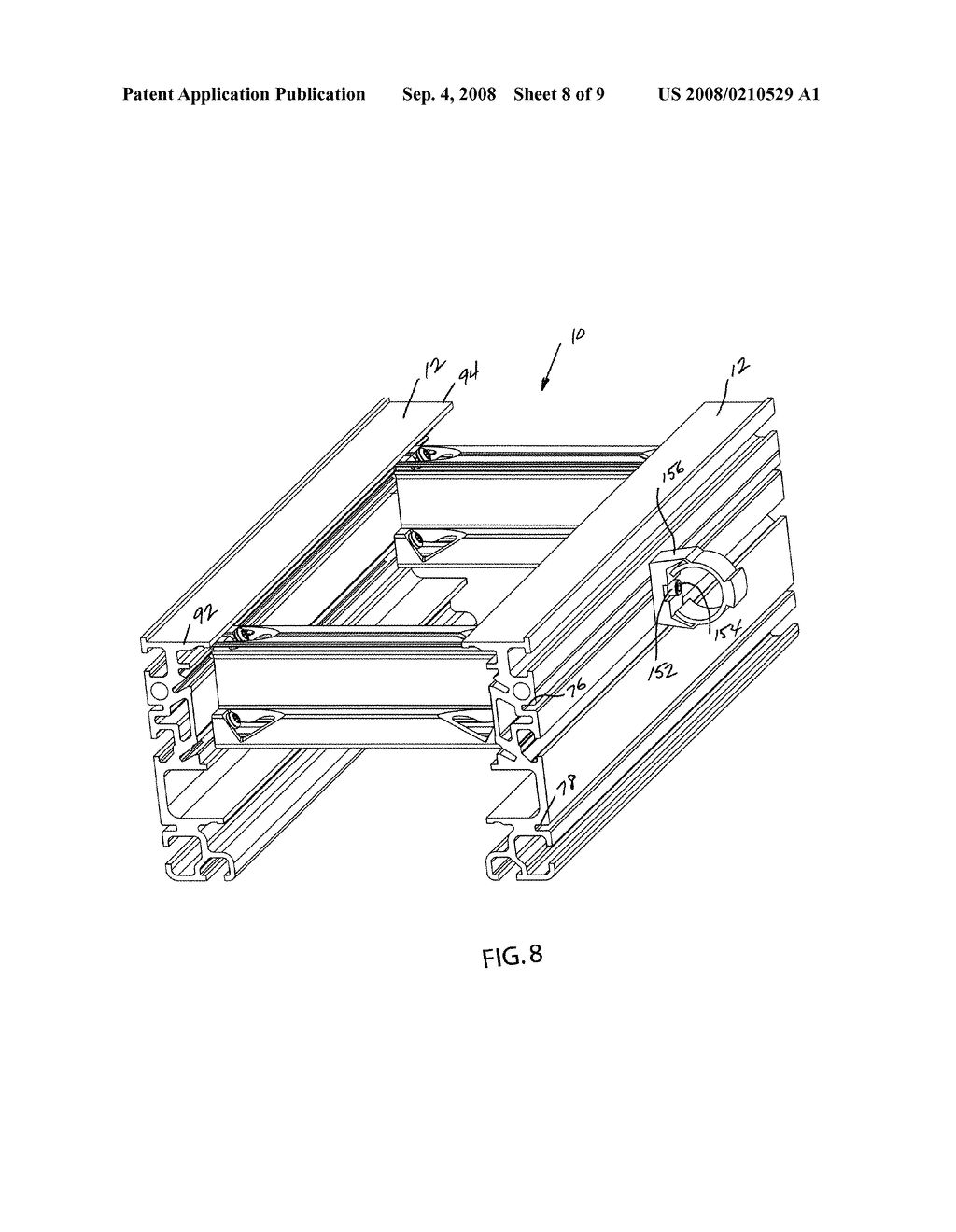 CONVEYOR FRAME ASSEMBLY HAVING SIDE RAILS INCLUDING MULTIPLE ATTACHMENT SLOTS AND ADJUSTABLE CROSS SUPPORTS - diagram, schematic, and image 09