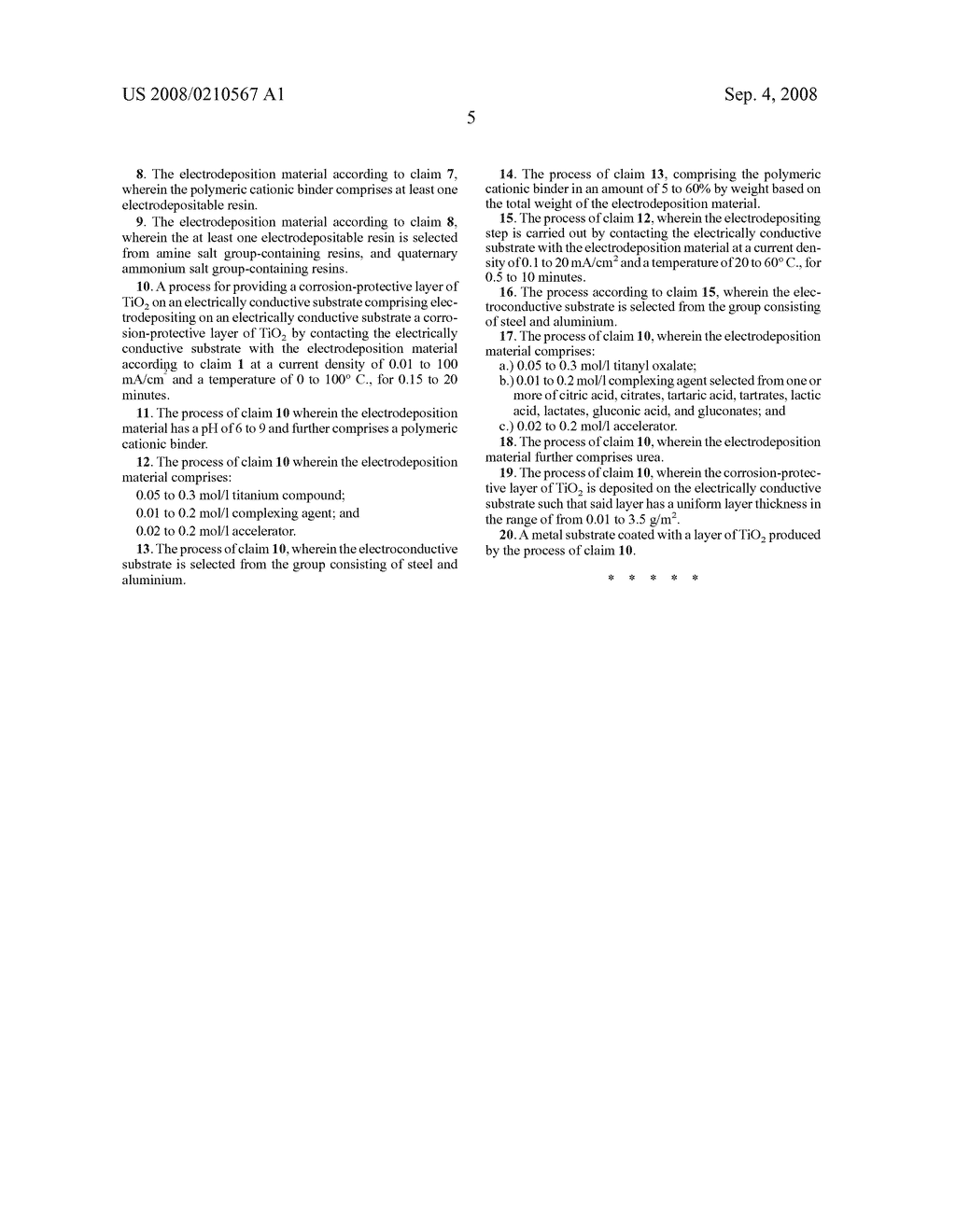 Electrodeposition Material, Process for Providing a Corrosion-Protective Layer of TiO2 on an Electrically Conductive Substrate and Metal Substrate Coated with a Layer of TiO2 - diagram, schematic, and image 06