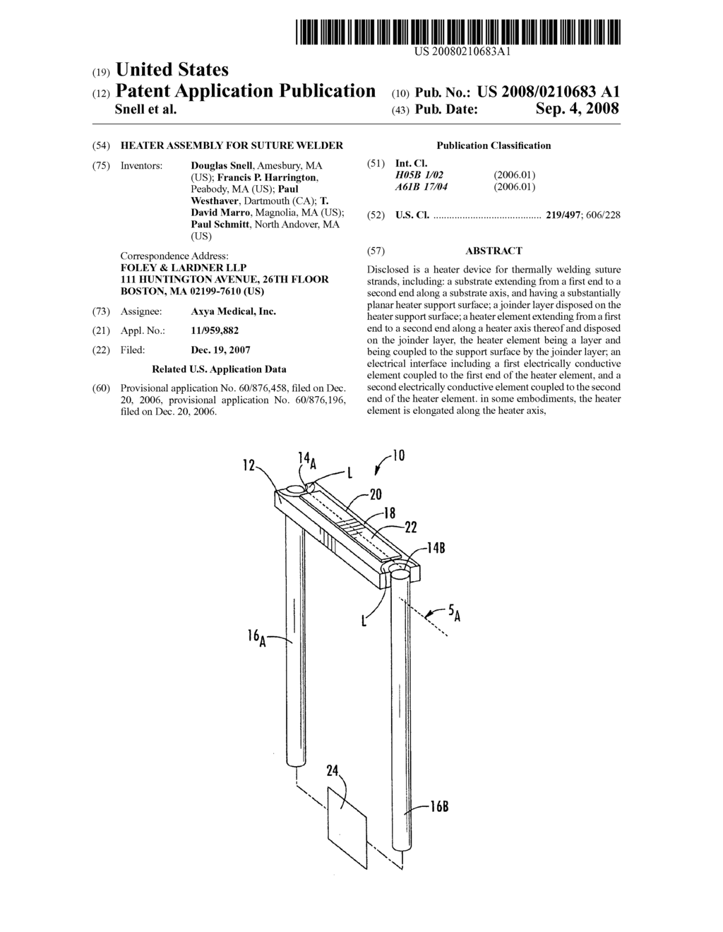 HEATER ASSEMBLY FOR SUTURE WELDER - diagram, schematic, and image 01