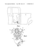 INERTIAL LATCH ASSEMBLY SUCH AS INCORPORATED INTO A REAR ROW PIVOTING SEAT BOTTOM INCLUDING A SLOTTED INERTIAL LOCK PLATE WITH RESISTIVE SUPPORT IN BOTH DESIGN AND UPRIGHT POSITIONS diagram and image