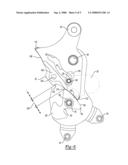 INERTIAL LATCH ASSEMBLY SUCH AS INCORPORATED INTO A REAR ROW PIVOTING SEAT BOTTOM INCLUDING A SLOTTED INERTIAL LOCK PLATE WITH RESISTIVE SUPPORT IN BOTH DESIGN AND UPRIGHT POSITIONS diagram and image