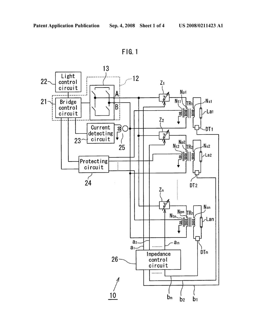 Multiple-Light Discharge Lamp Lighting Device - diagram, schematic, and image 02