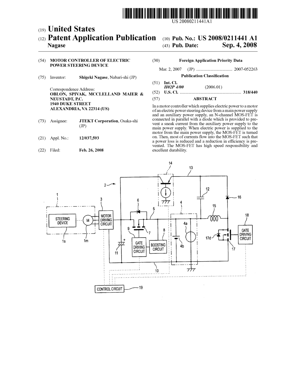 MOTOR CONTROLLER OF ELECTRIC POWER STEERING DEVICE - diagram, schematic, and image 01