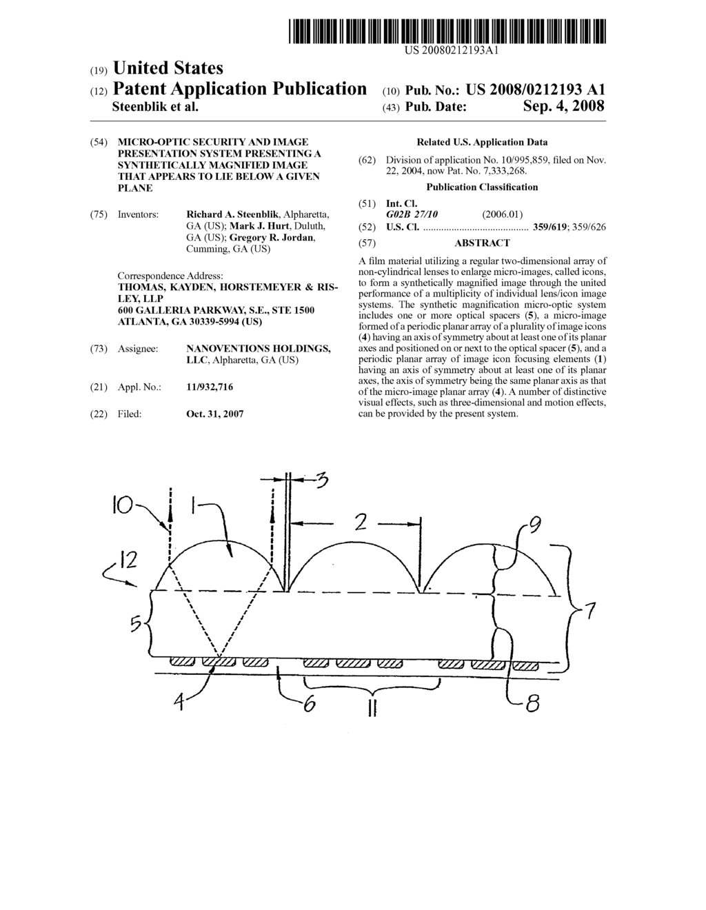 Micro-Optic Security And Image Presentation System Presenting A Synthetically Magnified Image That Appears To Lie Below A Given Plane - diagram, schematic, and image 01