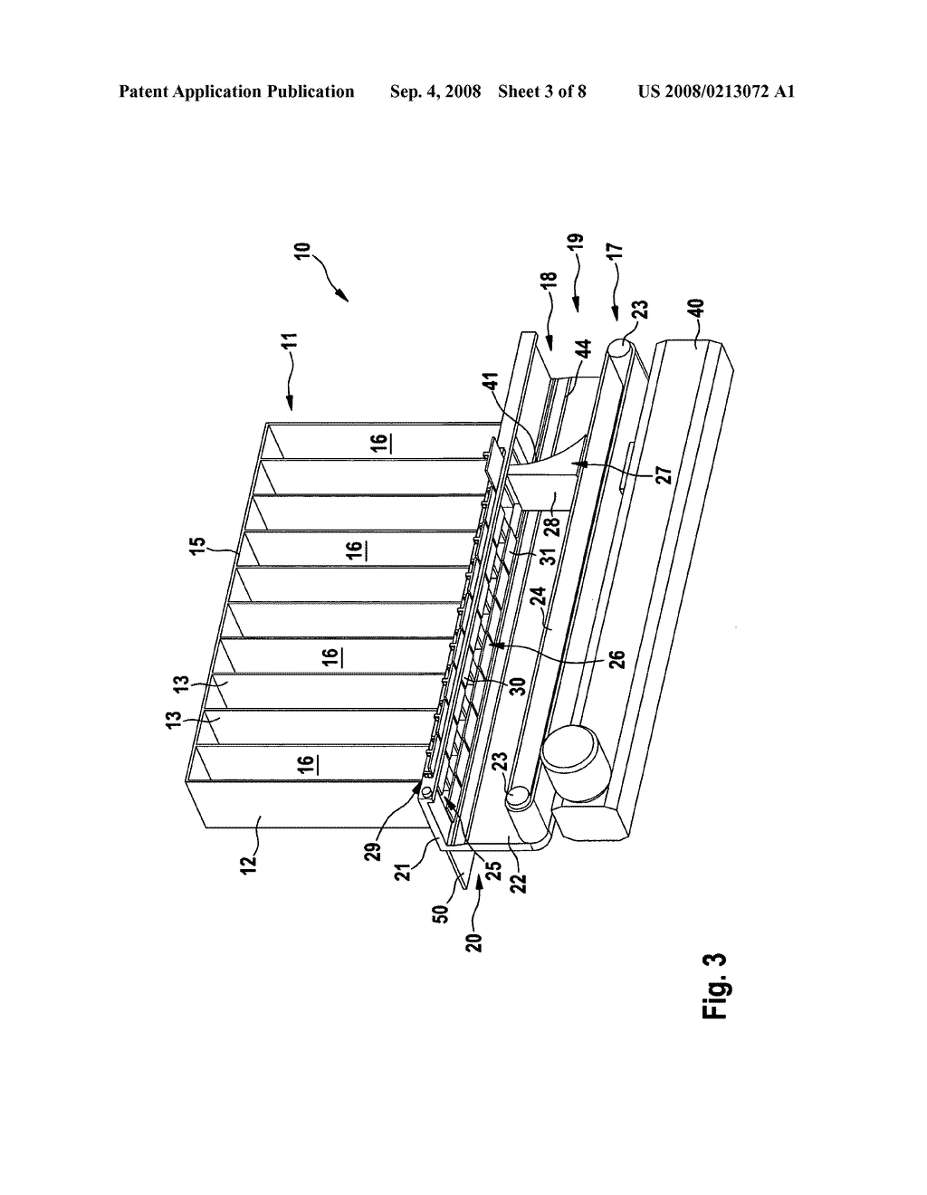 Discharge hopper and method of discharging shaft trays filled with rod-shaped products - diagram, schematic, and image 04