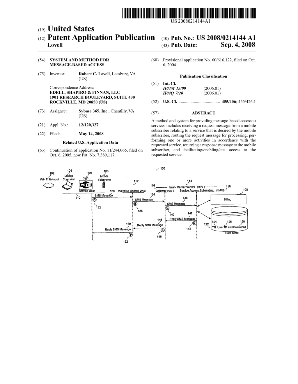 System and Method for Message-Based Access - diagram, schematic, and image 01