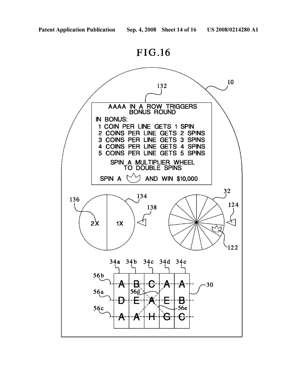 GAMING DEVICE HAVING ODDS OF WINNING WHICH INCREASE AS A PLAYER'S WAGER INCREASES - diagram, schematic, and image 15