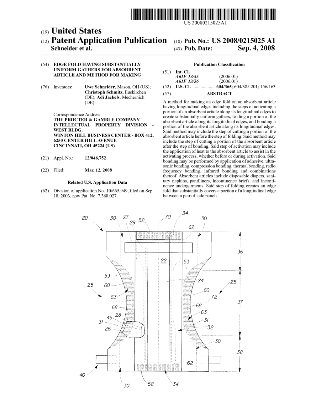 Edge Fold Having Substantially Uniform Gathers For Absorbent Article And Method For Making - diagram, schematic, and image 01