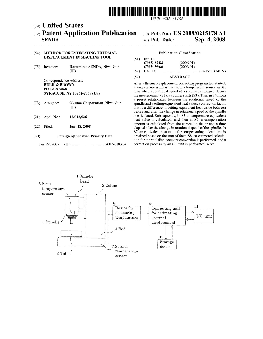 METHOD FOR ESTIMATING THERMAL DISPLACEMENT IN MACHINE TOOL - diagram, schematic, and image 01