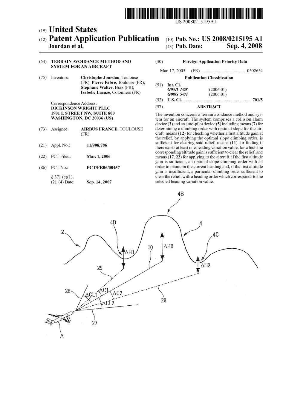 Terrain Avoidance Method and System For an Aircraft - diagram, schematic, and image 01