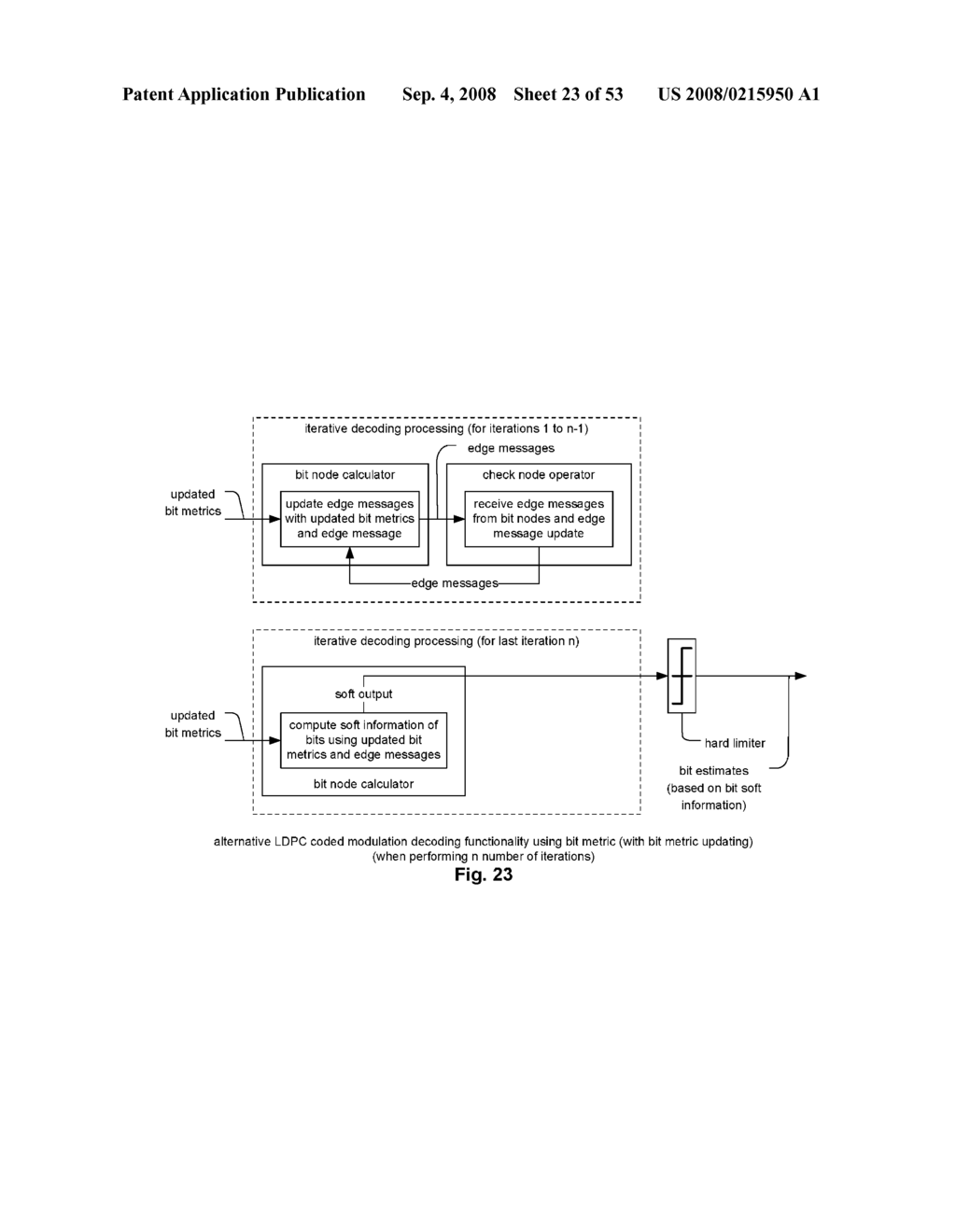 LDPC (Low Density Parity Check) coded signal decoding using parallel and simultaneous bit node and check node processing - diagram, schematic, and image 24