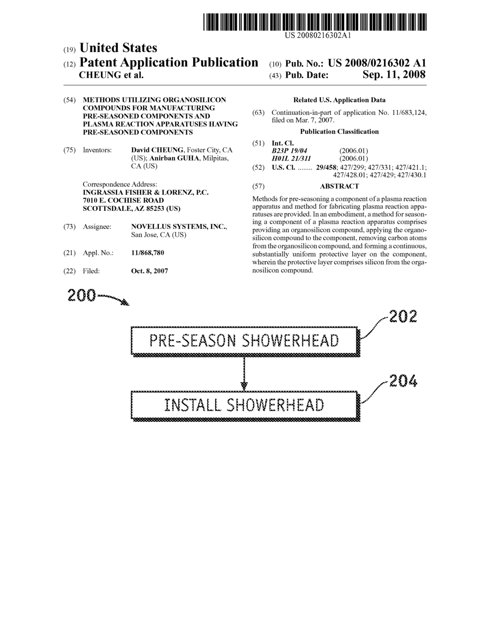 METHODS UTILIZING ORGANOSILICON COMPOUNDS FOR MANUFACTURING PRE-SEASONED COMPONENTS AND PLASMA REACTION APPARATUSES HAVING PRE-SEASONED COMPONENTS - diagram, schematic, and image 01