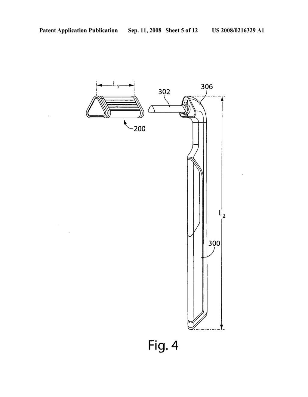 Ergonomic razor and blade assembly and device for storing and dispensing blade assemblies - diagram, schematic, and image 06