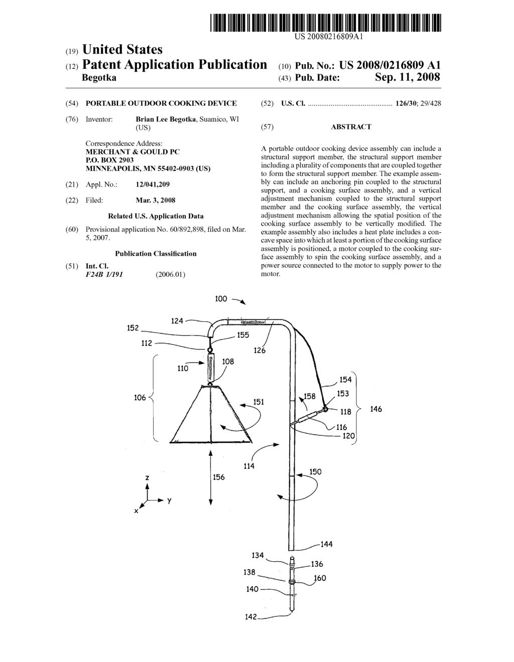 Portable Outdoor Cooking Device - diagram, schematic, and image 01