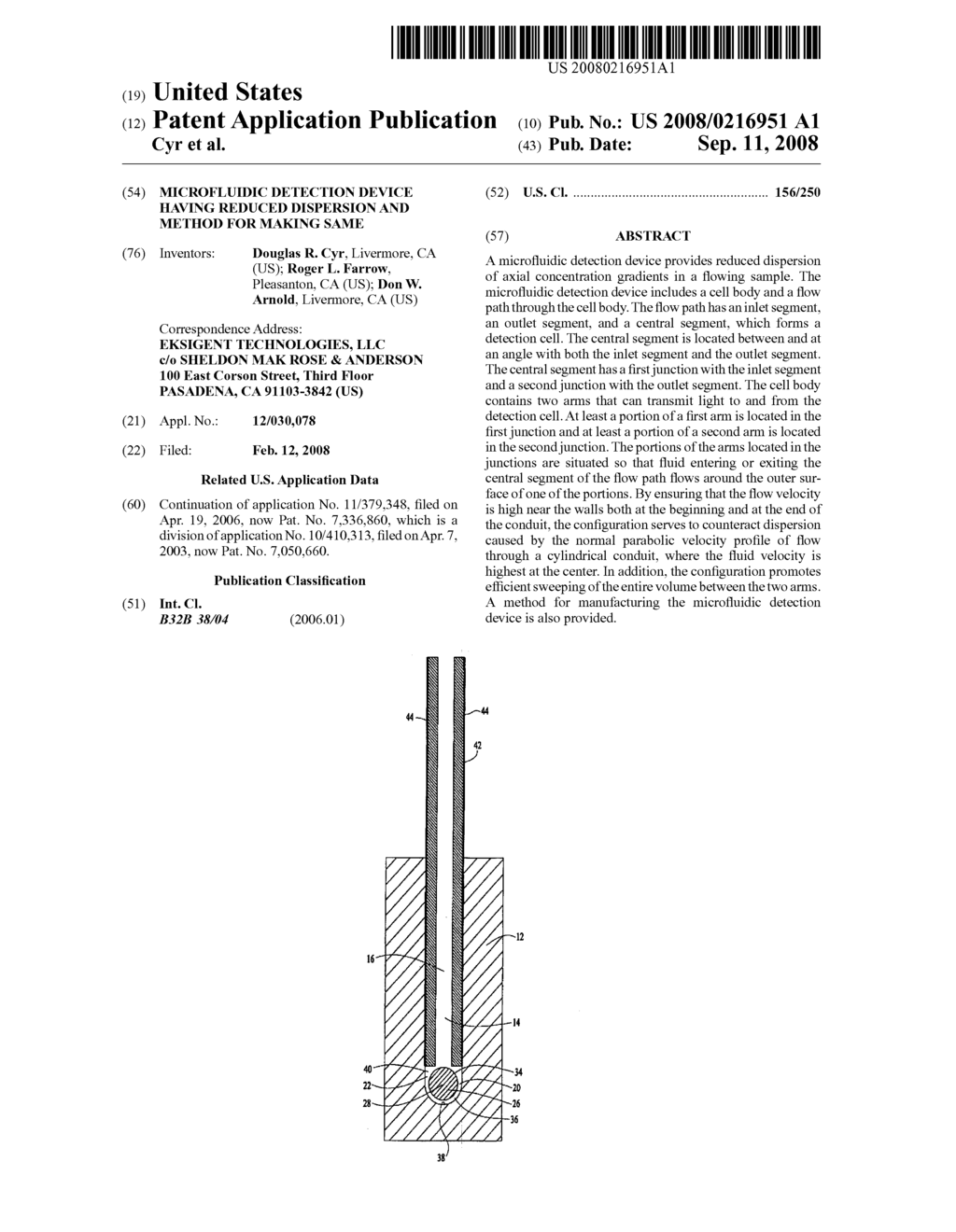 Microfluidic Detection Device Having Reduced Dispersion And Method For Making Same - diagram, schematic, and image 01