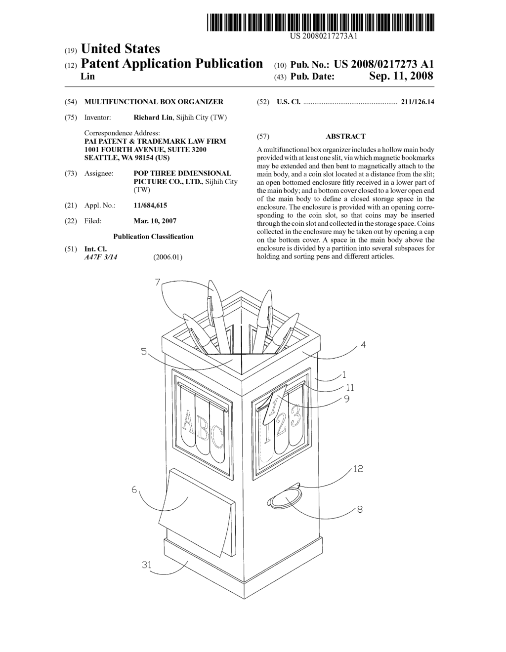 MULTIFUNCTIONAL BOX ORGANIZER - diagram, schematic, and image 01