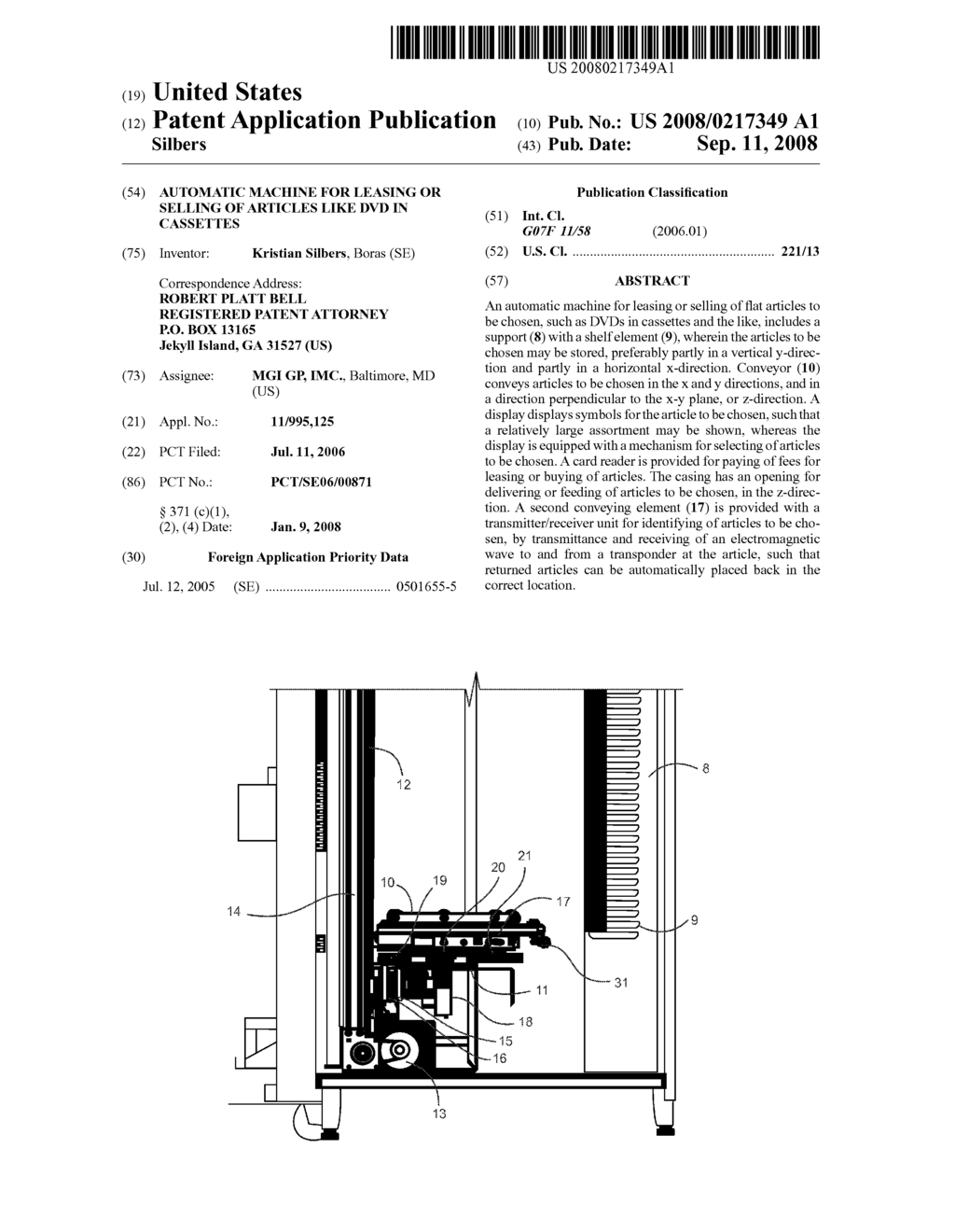 Automatic Machine for Leasing or Selling of Articles Like Dvd in Cassettes - diagram, schematic, and image 01