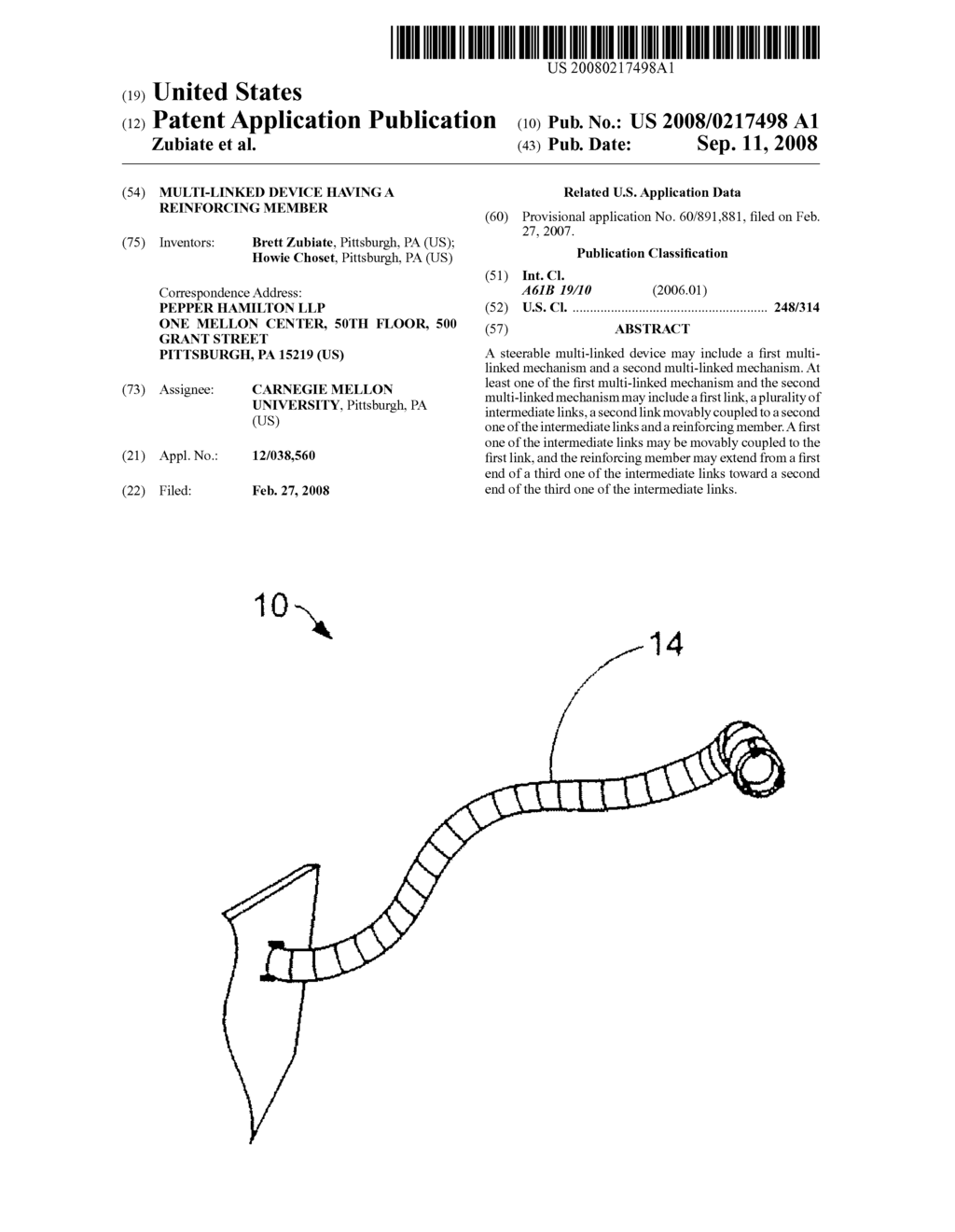 MULTI-LINKED DEVICE HAVING A REINFORCING MEMBER - diagram, schematic, and image 01