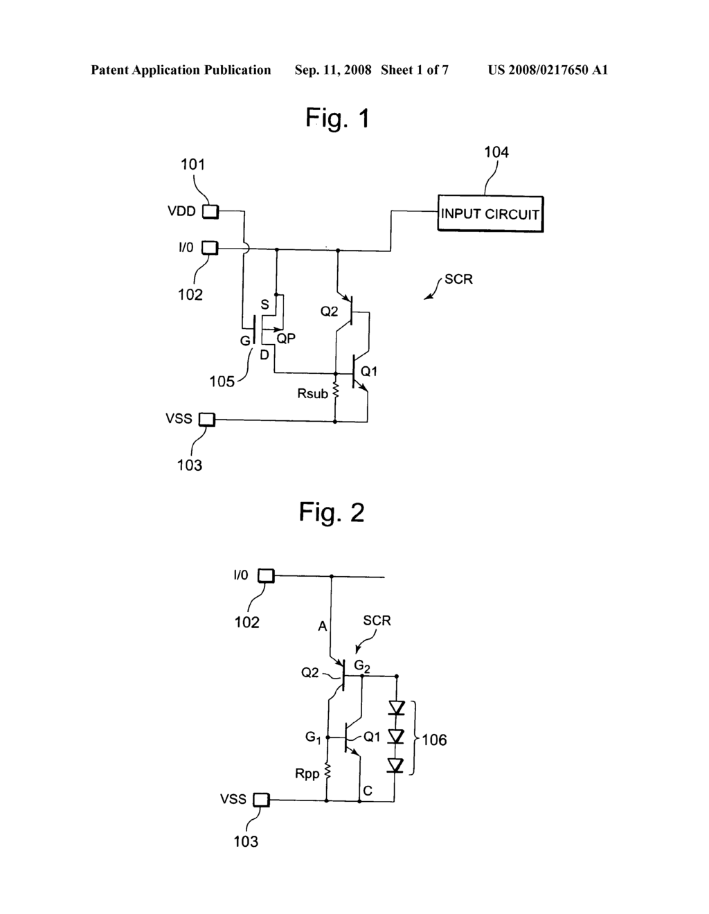 Semiconductor circuit including electrostatic discharge circuit having protection element and trigger transistor - diagram, schematic, and image 02