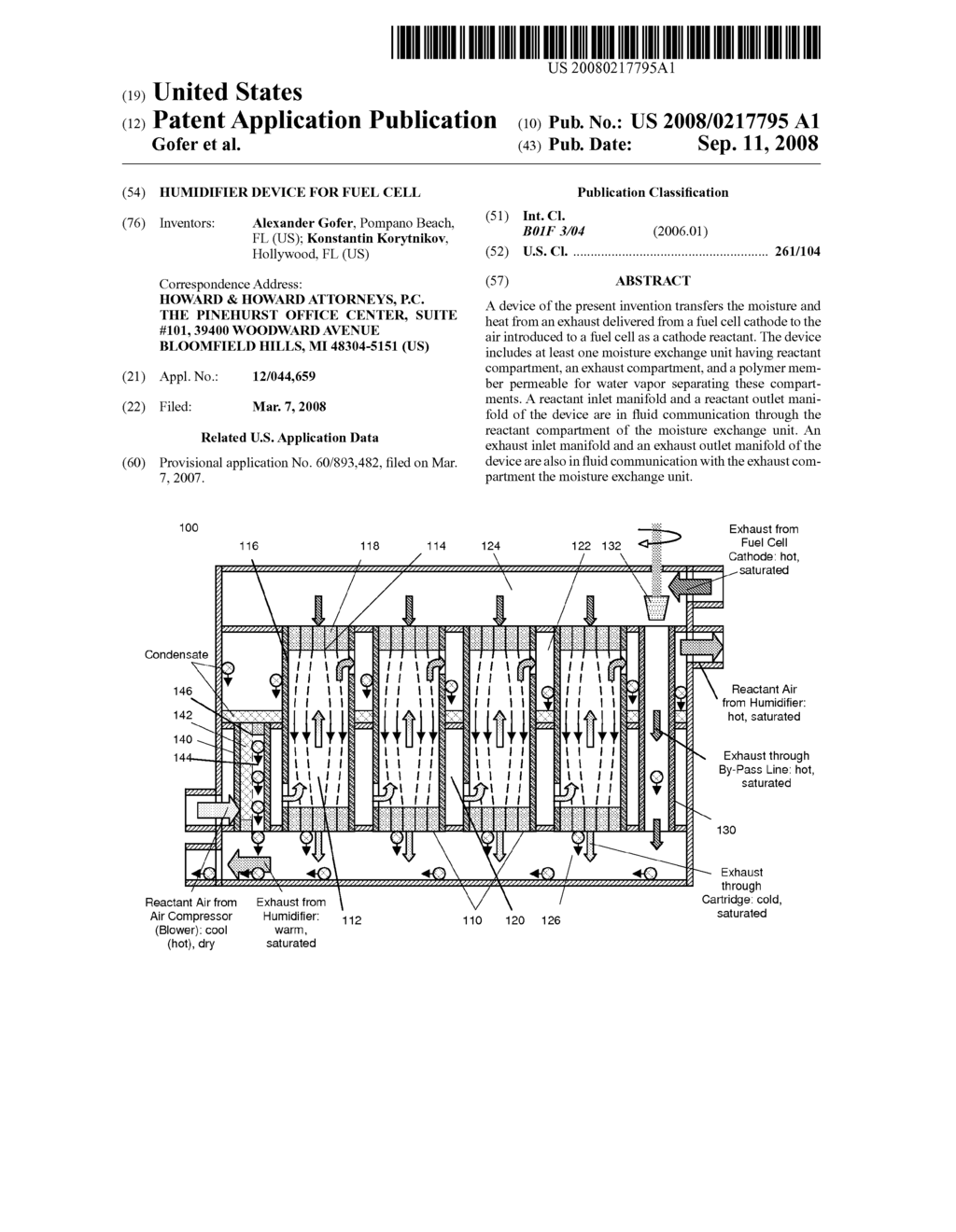 HUMIDIFIER DEVICE FOR FUEL CELL - diagram, schematic, and image 01