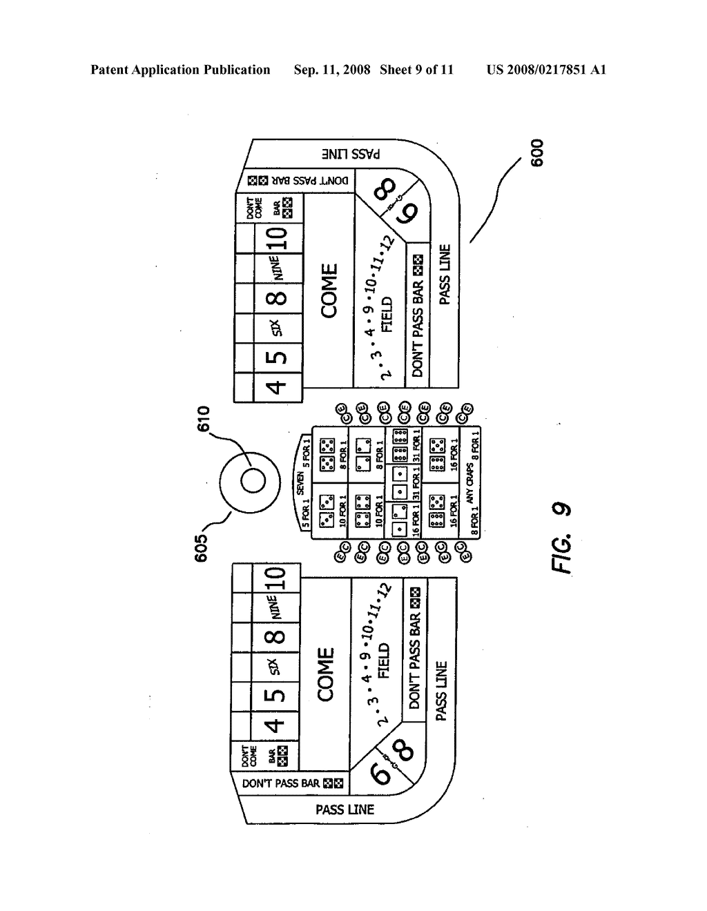 SYSTEM AND METHOD OF TRACKING AND DISPLAYING OUTCOMES OF A LIVE CRAPS GAME - diagram, schematic, and image 10