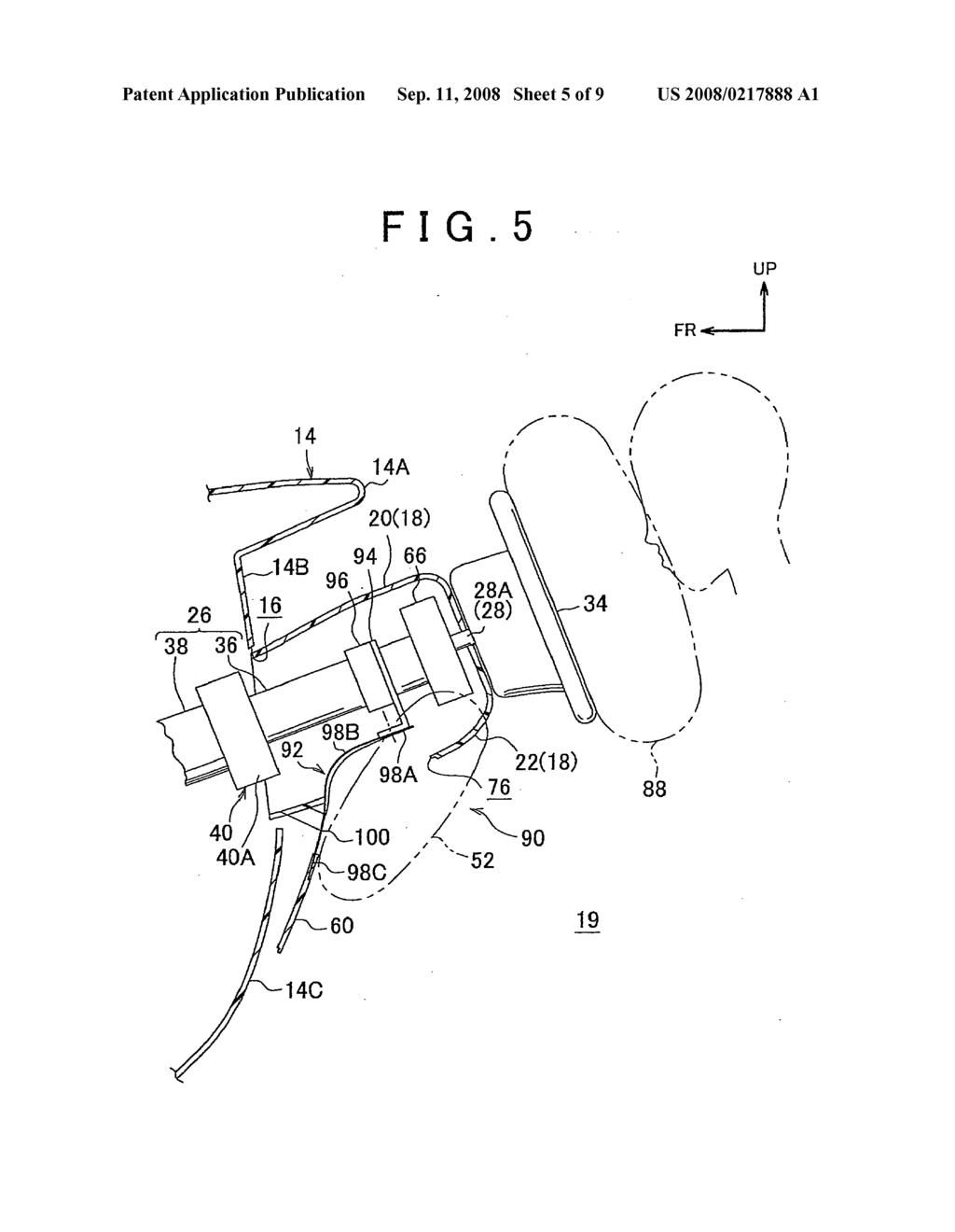 Knee airbag device, and method of fitting steering column provided with knee air bag device to vehicle - diagram, schematic, and image 06