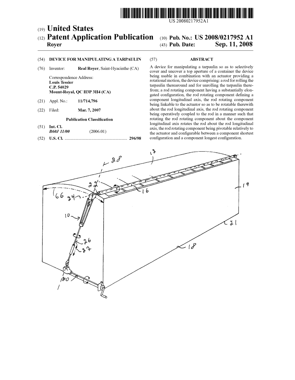 Device for manipulating a tarpaulin - diagram, schematic, and image 01