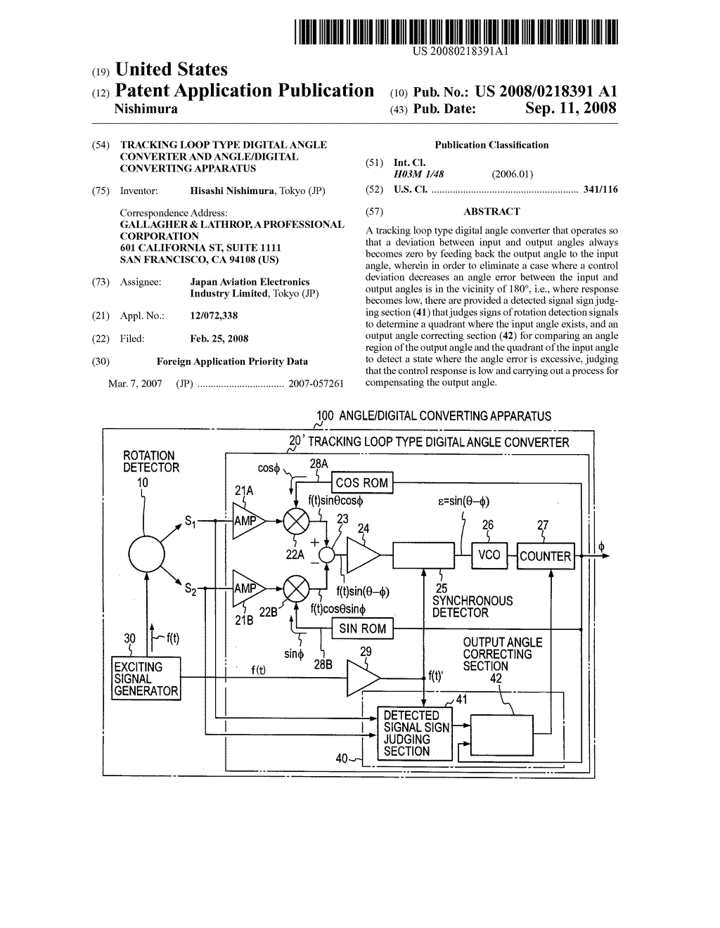 Tracking loop type digital angle converter and angle/digital converting apparatus - diagram, schematic, and image 01