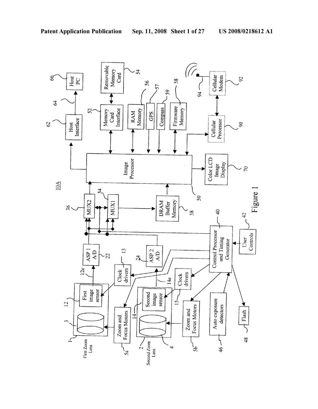 CAMERA USING MULTIPLE LENSES AND IMAGE SENSORS IN A RANGEFINDER CONFIGURATION TO PROVIDE A RANGE MAP - diagram, schematic, and image 02