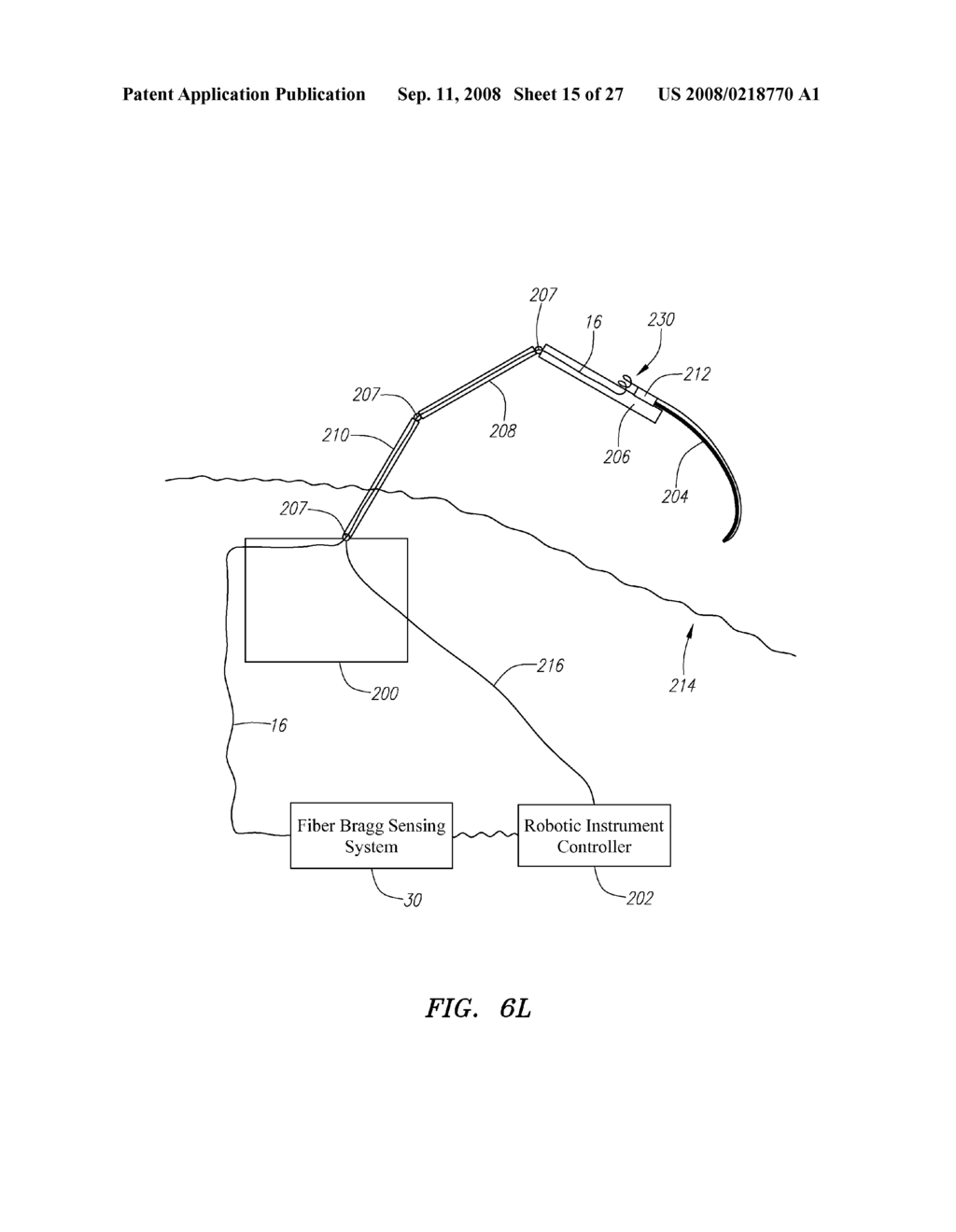 Robotic surgical instrument and methods using bragg fiber sensors - diagram, schematic, and image 16