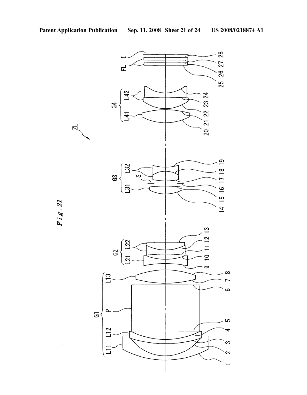 ZOOM LENS, OPTICAL APPARATUS, AND METHOD FOR FORMING AN IMAGE OF AN OBJECT - diagram, schematic, and image 22