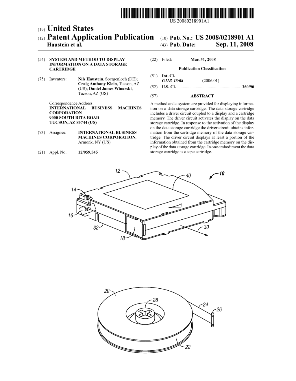 System and Method to Display Information on a Data Storage Cartridge - diagram, schematic, and image 01