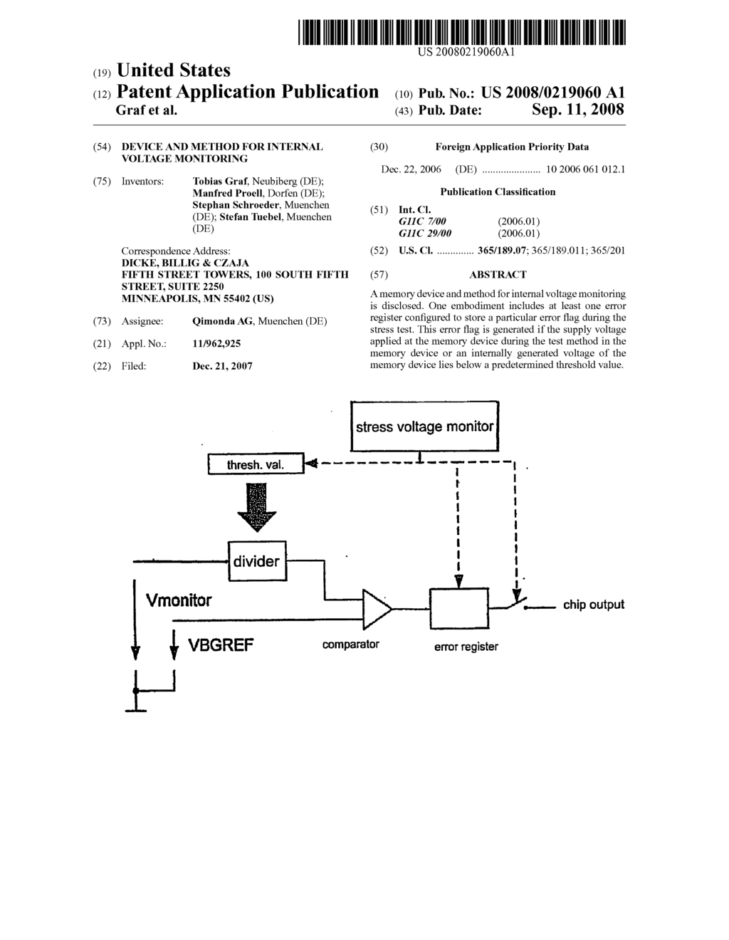 DEVICE AND METHOD FOR INTERNAL VOLTAGE MONITORING - diagram, schematic, and image 01