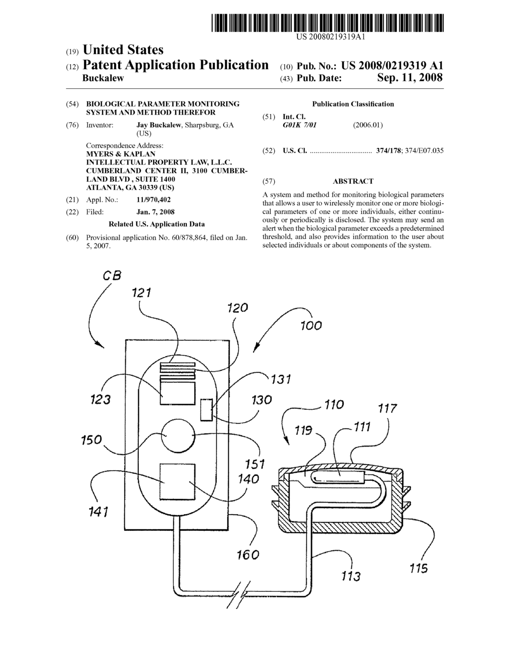 BIOLOGICAL PARAMETER MONITORING SYSTEM AND METHOD THEREFOR - diagram, schematic, and image 01