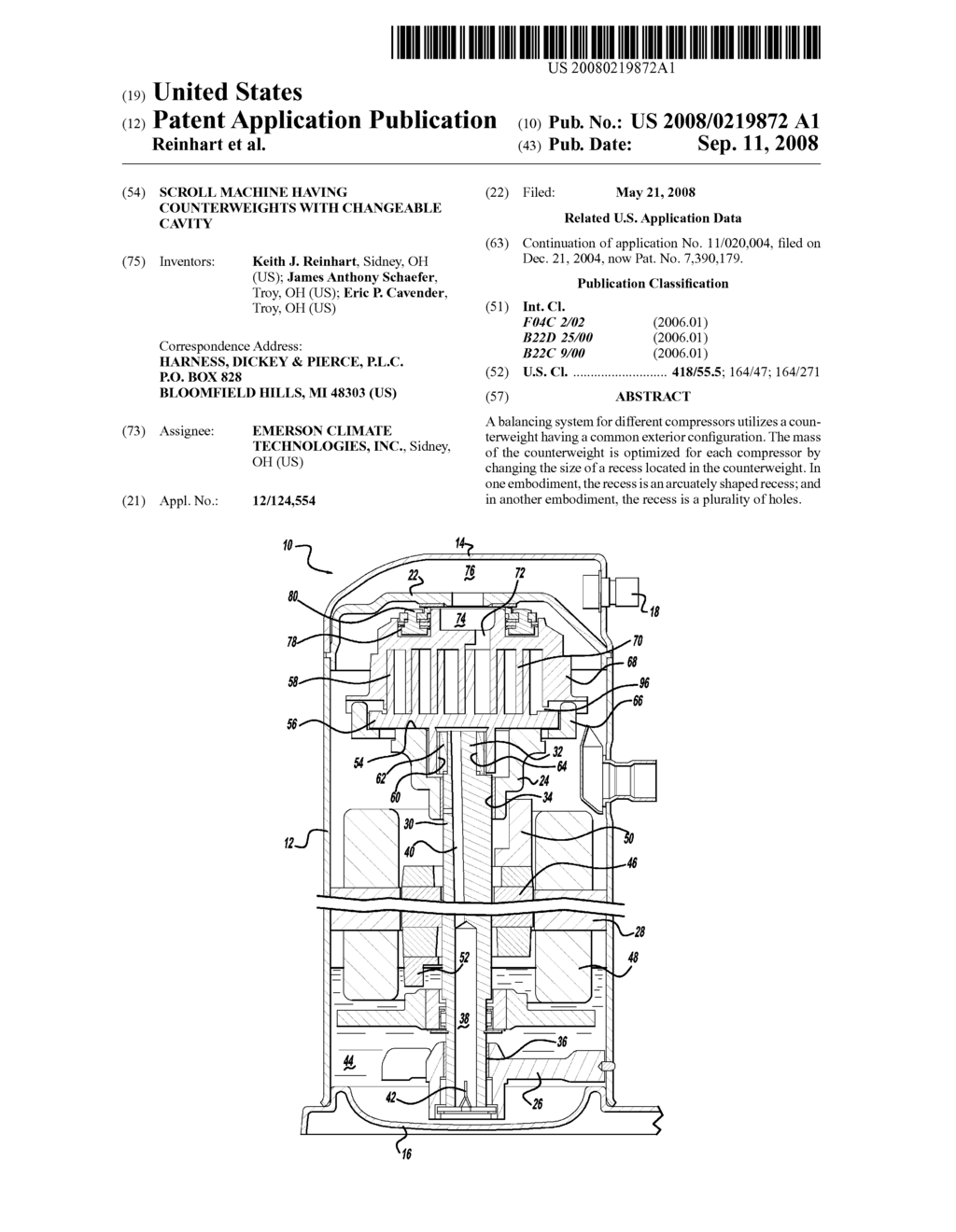 SCROLL MACHINE HAVING COUNTERWEIGHTS WITH CHANGEABLE CAVITY - diagram, schematic, and image 01