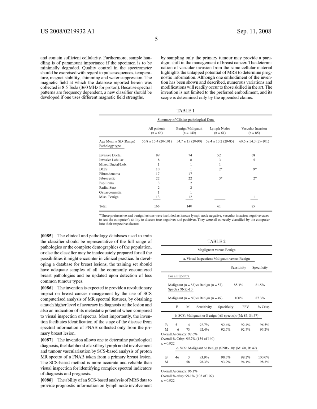 Magnetic resonance spectroscopy of breast biopsy to determine pathology, vascularization and nodal involvement - diagram, schematic, and image 09