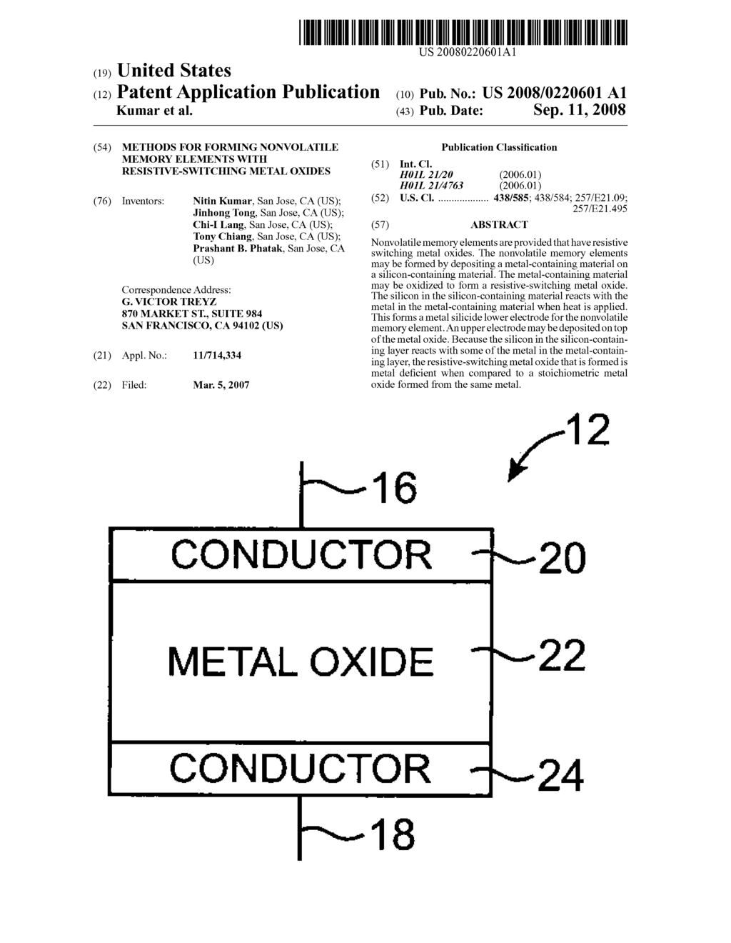 Methods for forming nonvolatile memory elements with resistive-switching metal oxides - diagram, schematic, and image 01