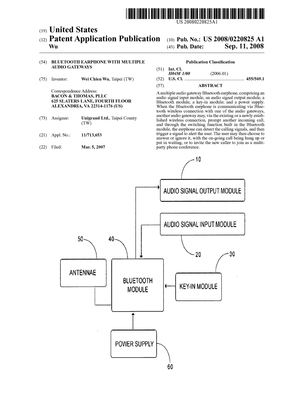 Bluetooth earphone with multiple audio gateways - diagram, schematic, and image 01