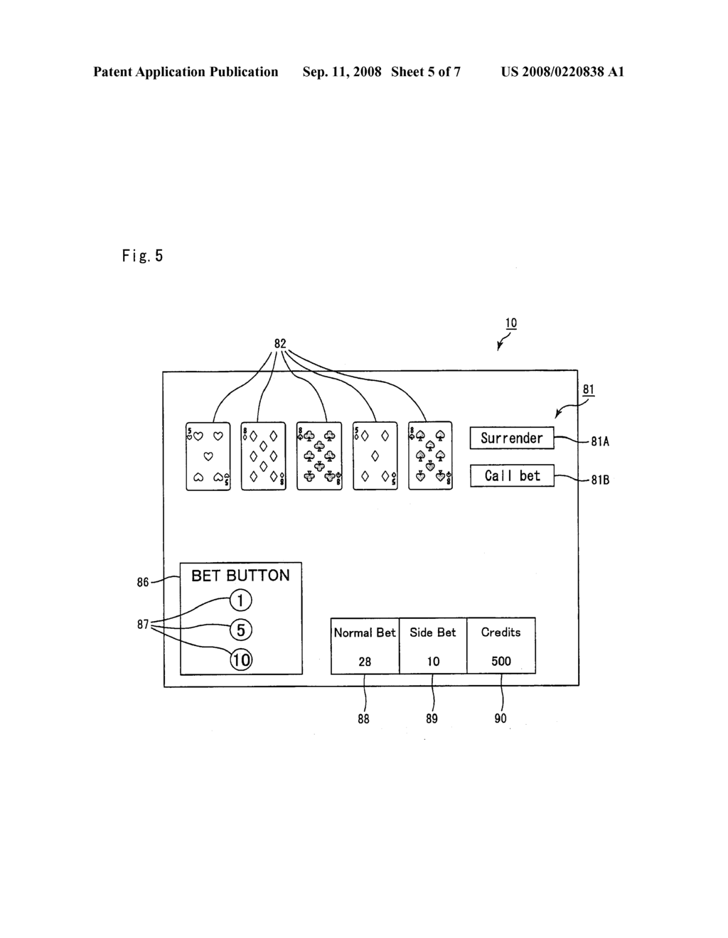 Gaming Method And Gaming Machine Accepting Side Bet - diagram, schematic, and image 06