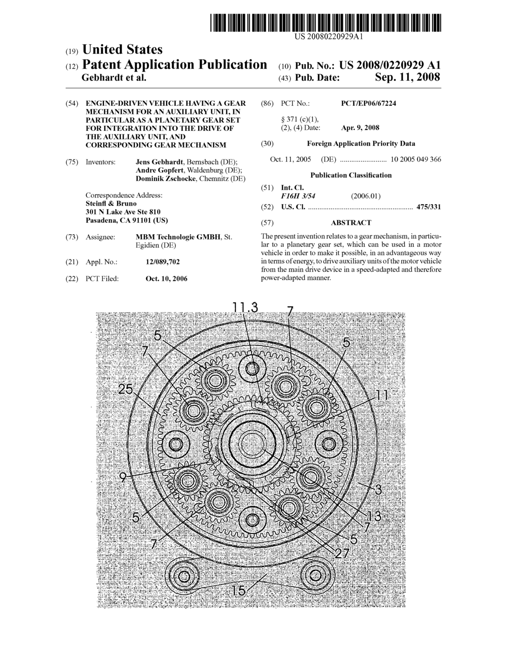 Engine-Driven Vehicle Having a Gear Mechanism for an Auxiliary Unit, in Particular as a Planetary Gear Set for Integration Into the Drive of the Auxiliary Unit, and Corresponding Gear Mechanism - diagram, schematic, and image 01