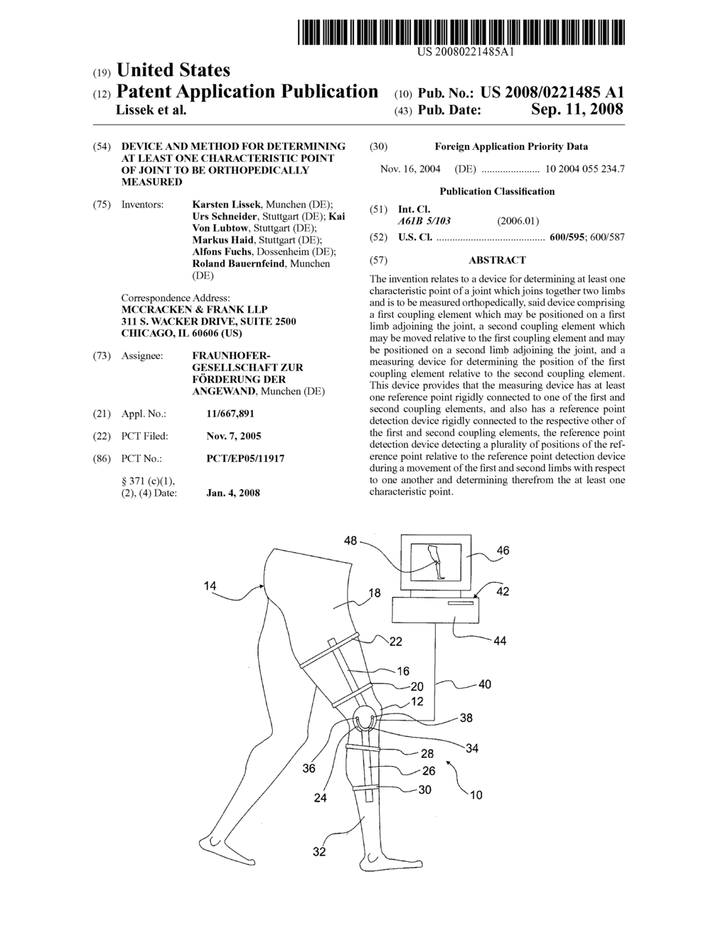 Device and Method for Determining at Least One Characteristic Point of Joint to be Orthopedically Measured - diagram, schematic, and image 01