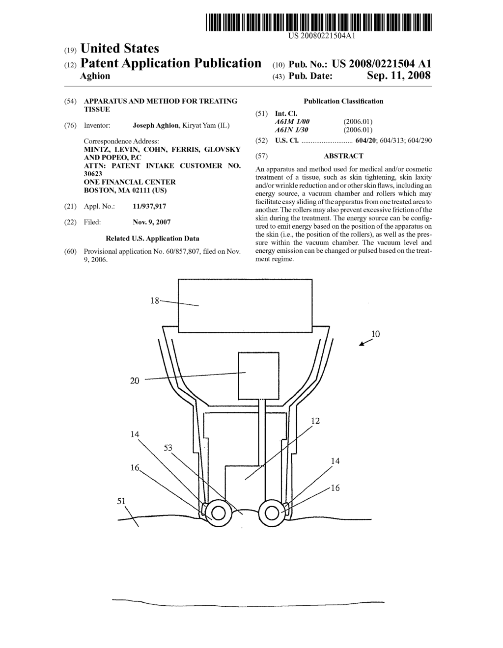 APPARATUS AND METHOD FOR TREATING TISSUE - diagram, schematic, and image 01