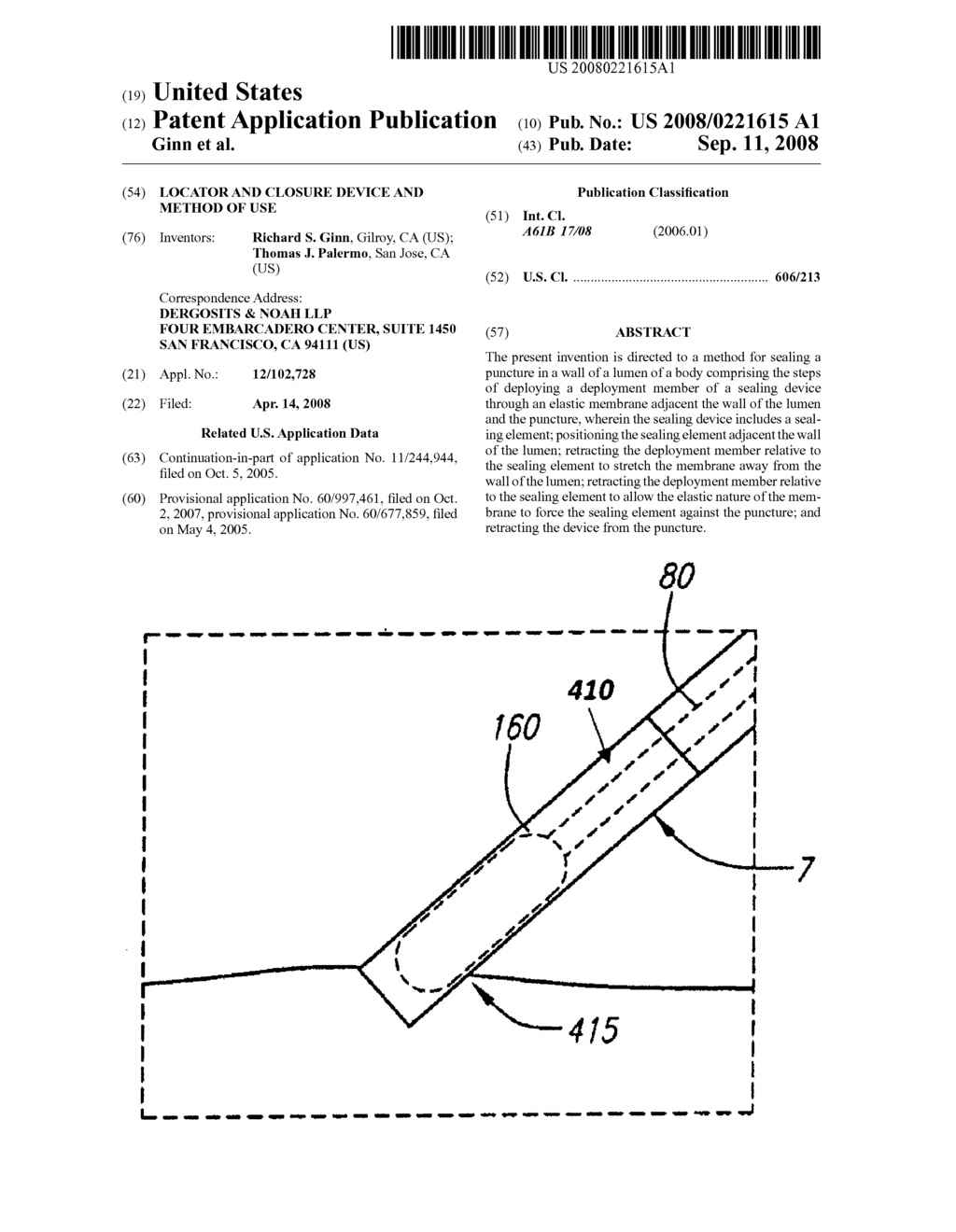 LOCATOR AND CLOSURE DEVICE AND METHOD OF USE - diagram, schematic, and image 01